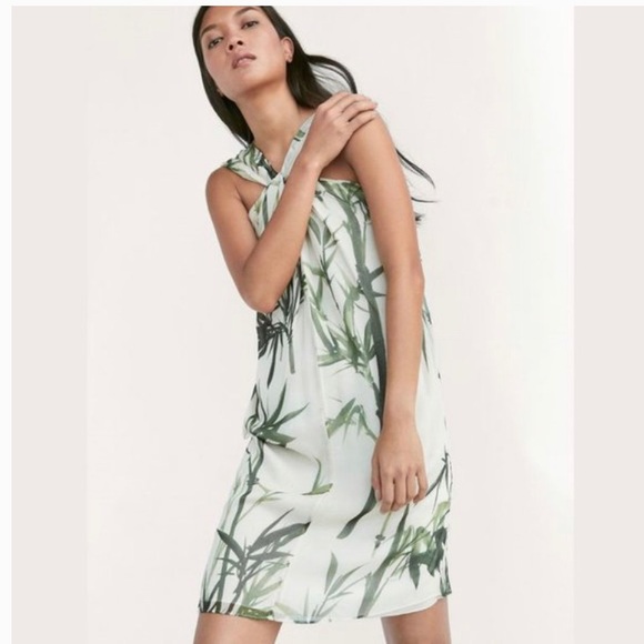 Massimo Dutti Dresses & Skirts - Massimo Dutti Silk Tropical Print Dress White Green 6/8